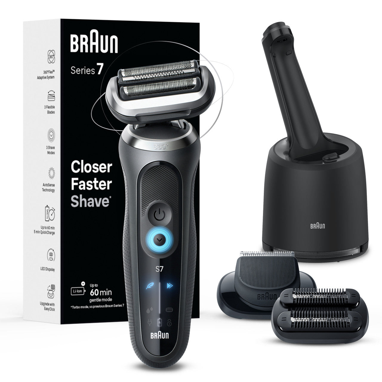 Series 7 Electric Shaver with SmartCare Center Stubbler Trimmer 7185cc