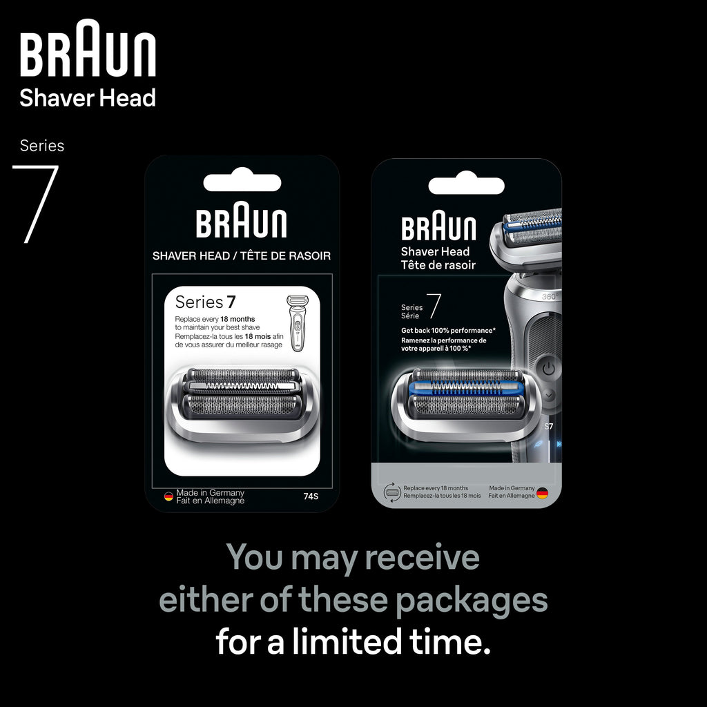 Braun Electric Shaver Head Replacement Part 74s Silver Compatible with Series 7 Electric Razors for Men