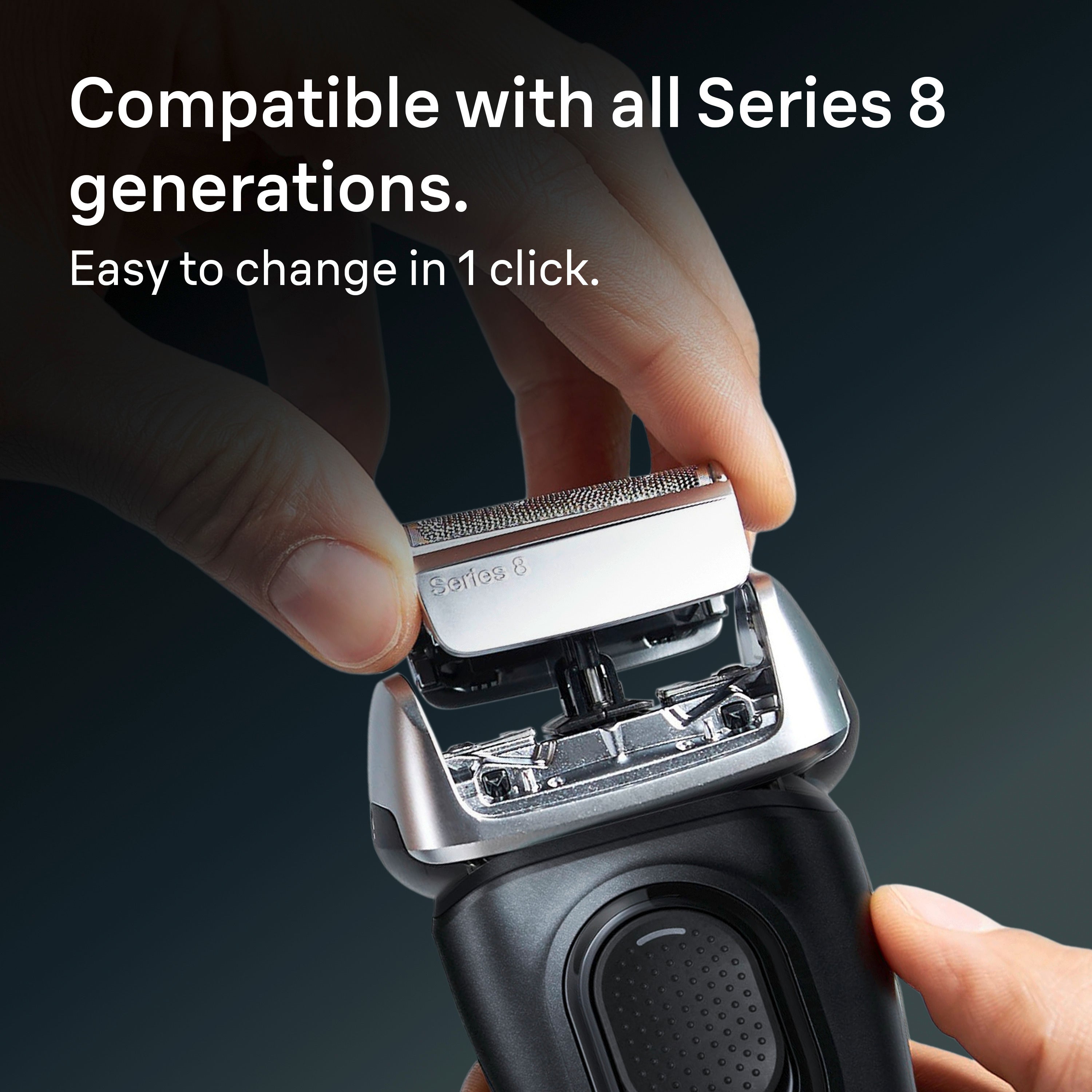 Braun Electric Shaver Head Replacement Part 83m Silver Compatible with Series 8 Electric Razors for Men
