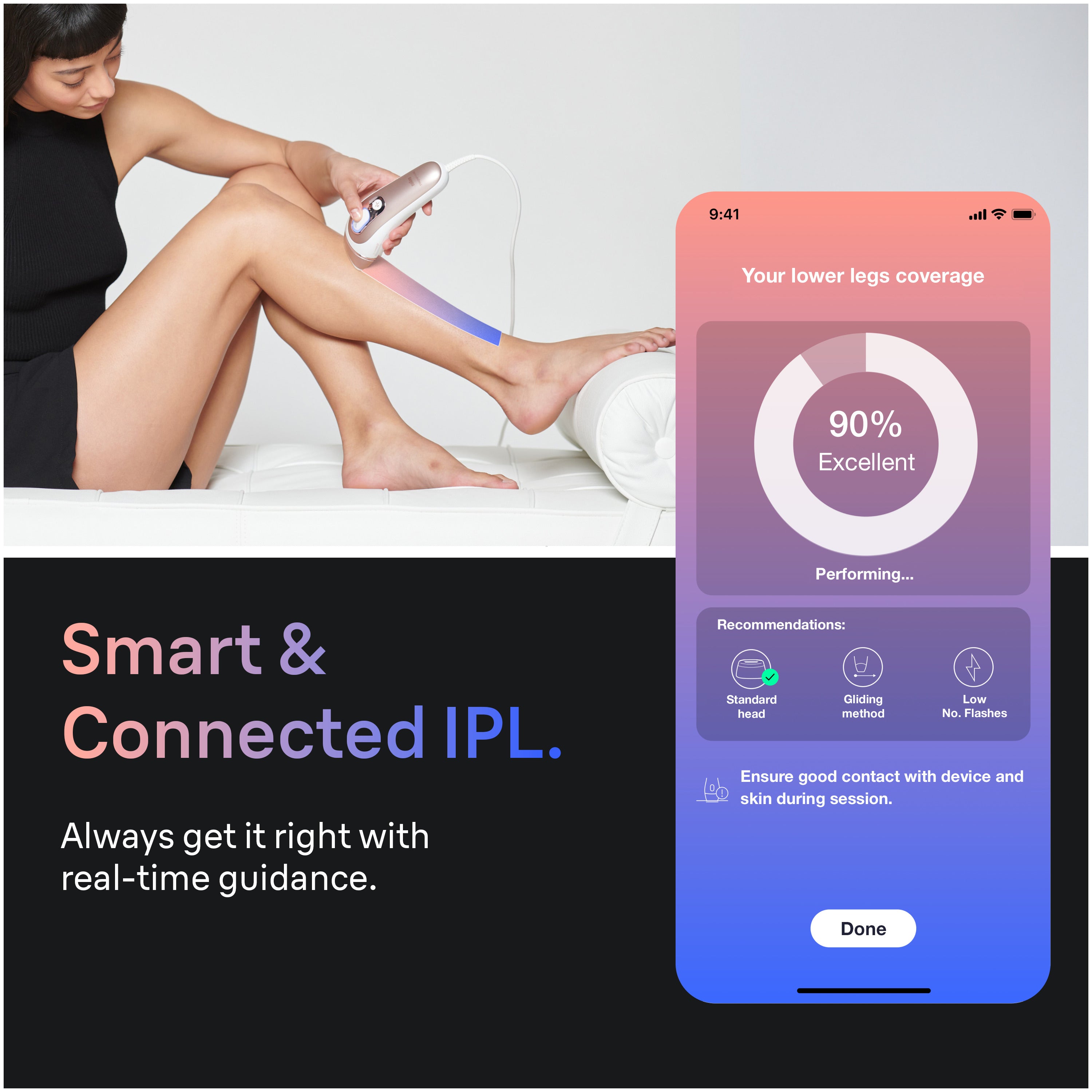 Braun Smart IPL Skin i·Expert Pro 7: At Home Alternative to Laser Hair Removal with 3 Caps Facial Hair Trimmer and Leather Pouch IPL7219